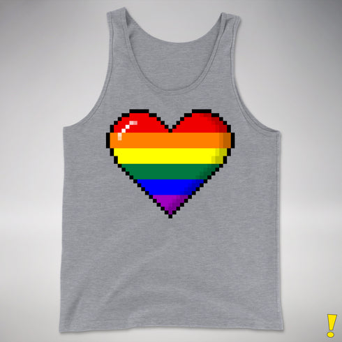 LGBTQ Pride Pixel Heart Premium Tank Top - Grey Heather